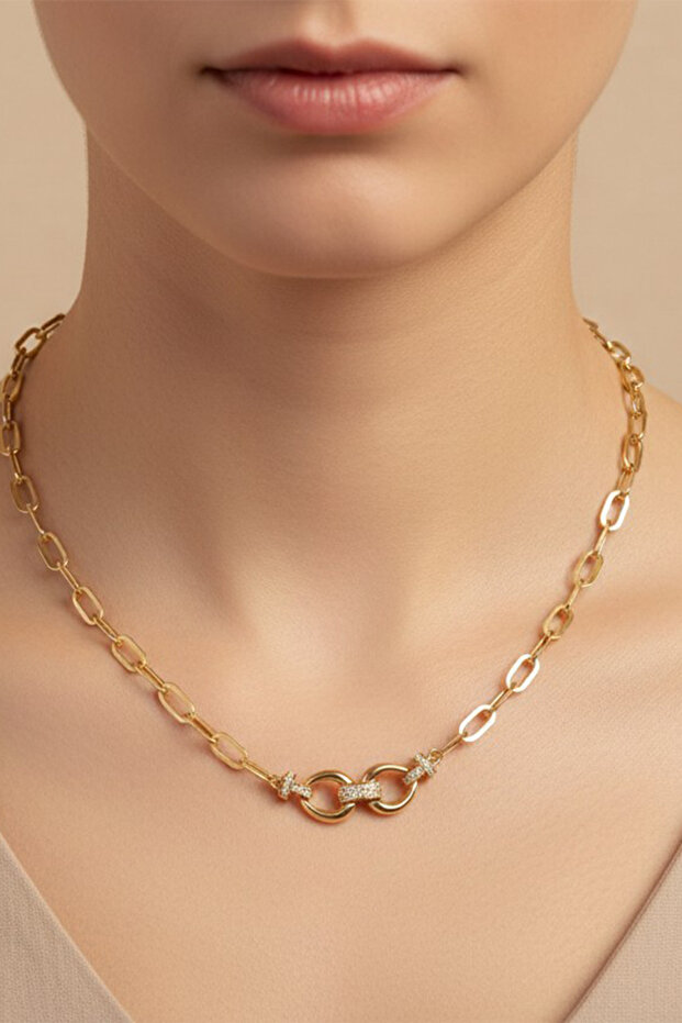 Style Pearl/Xuping Jewelry Fine Cuff Model Zircon Stone Necklace
