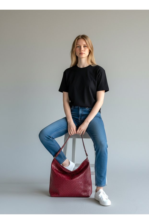 Women's Burgundy Casual Bag. Casual Shoulder Bag