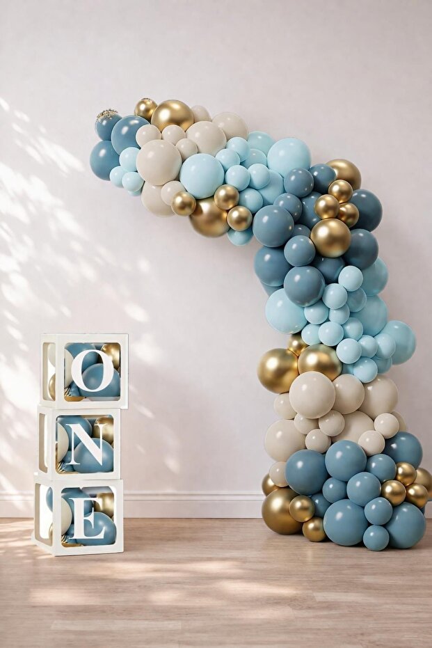 Ocean Themed 1St Birthday Set 118 Pieces; One Box and Latex Balloon Set