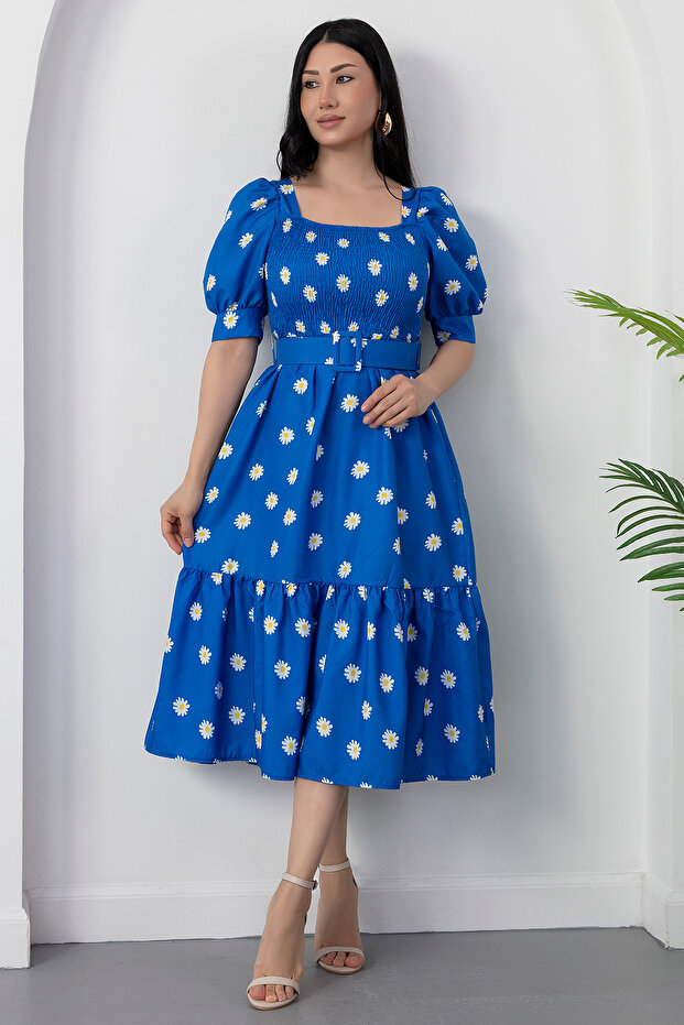 Φόρεμα Daisy Printed Elastic Square Collar 2023-2269 - 1
