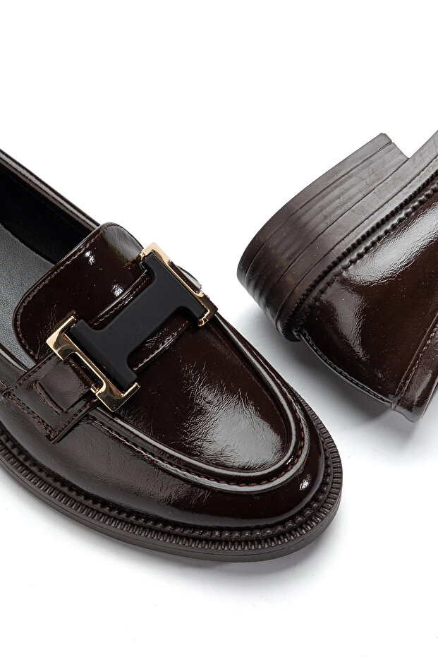 Anna Orthopedic Sole Acı Kave Patent Leather Loafer