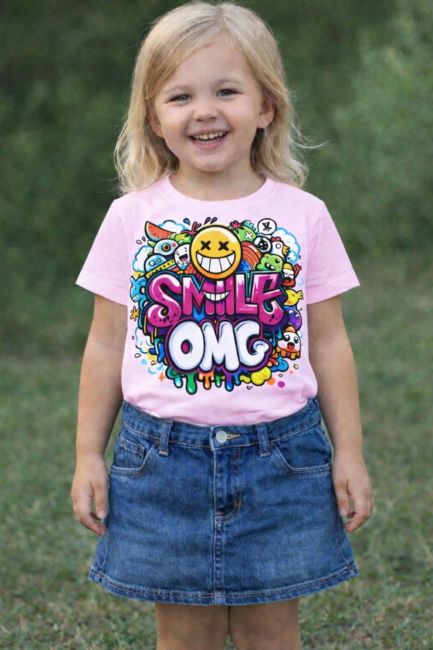 100% Cotton Smile Omg Printed Kids T-Shirt