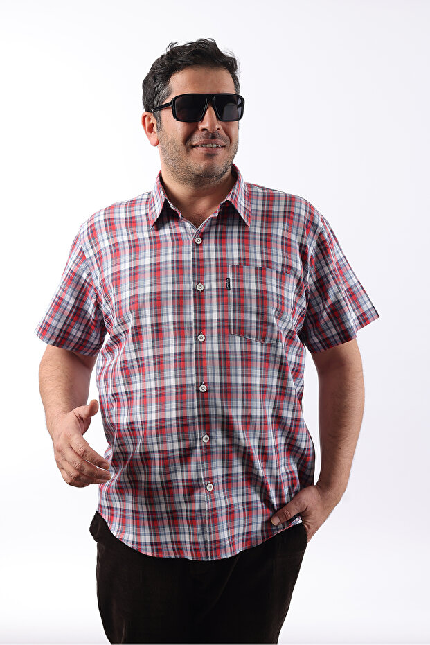 Short Sleeve Plaid Cotton Men's Shirt Kk-8066-Tss