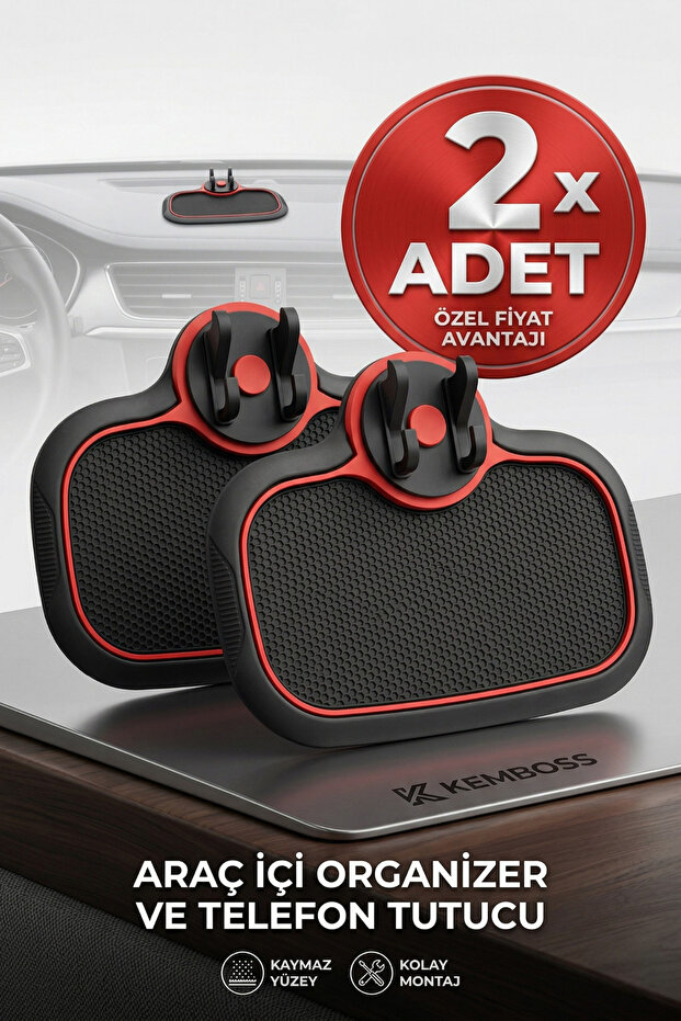 (2 Pieces) Multifunctional Car Organizer Torpedo Anti-Slip - Red