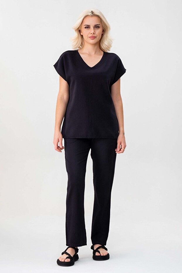 Women's Casual Short Sleeve Cotton T-Shirt Black