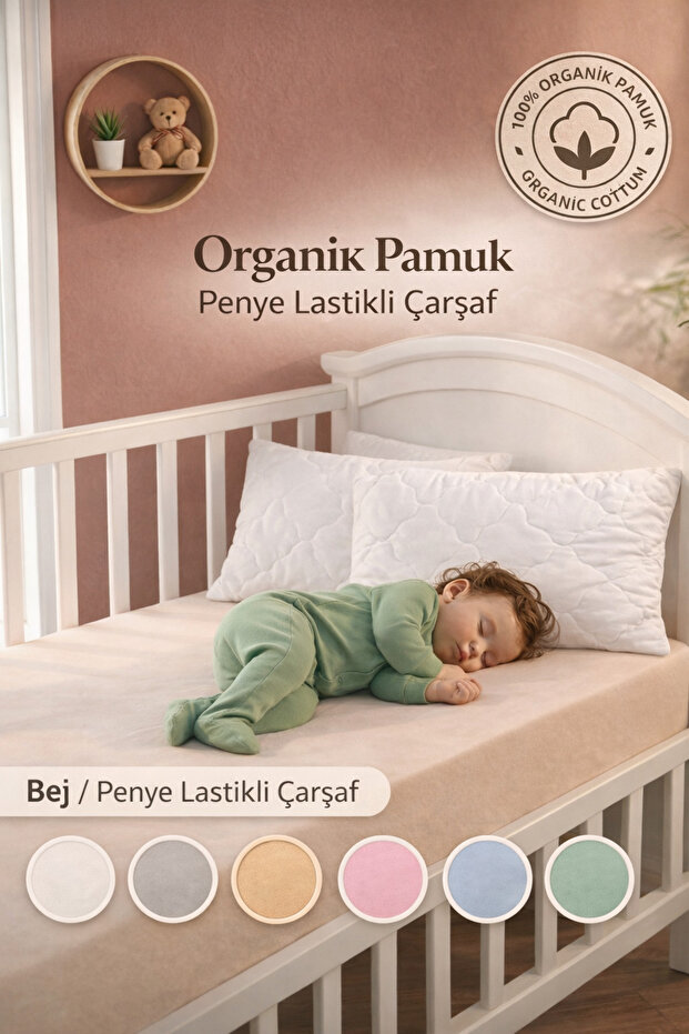 100% Combed Cotton, Elastic Baby Bed Sheet, Organic Cotton, Mother's Side, Park Crib Sheet