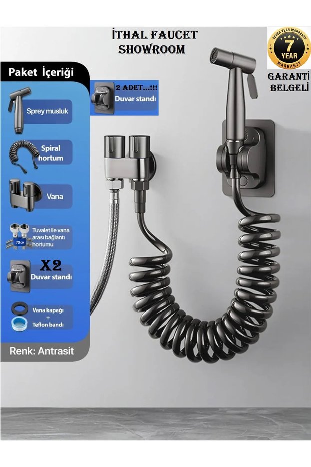 Bathroom Bidet Pressure Sprayer Bidet Faucet Toilet Hose Anthracite 7 Years Warranty Imported