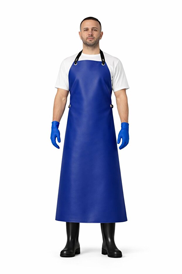 Faux Leather Waterproof Dish Apron Durable Butcher Apron Thick Marble Apron Cobalt Blue