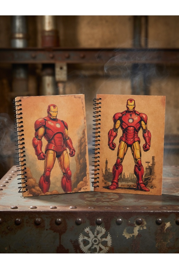 Marvel Iron Man Themed Vintage Unlined 2-Piece A6 Kraft Notebook Set