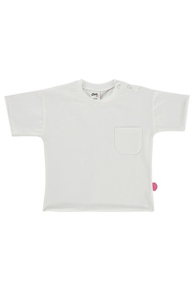 Decorative Label Pocket T-Shirt for 6-18 Months - Ecru