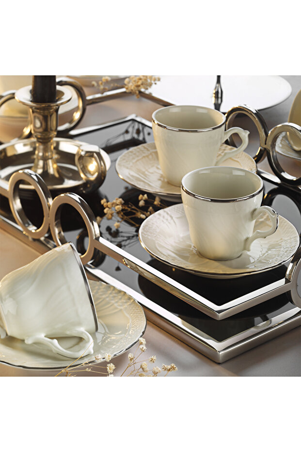 Caserta Platinum Coffee Cup Set for 6 Persons