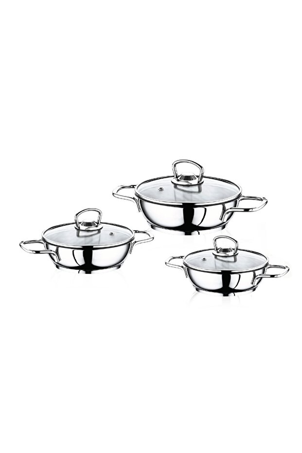 Eco 6 Piece Steel Omelet Pan Set with Wire Handles 14-16-18 cm