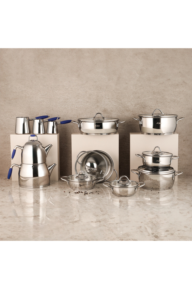 Solo 21 Piece Navy Blue Steel Dowry Set