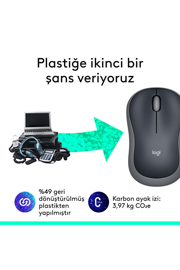 M185 Compact Wireless Mouse with USB Receiver, Gray 910-002235 - 4