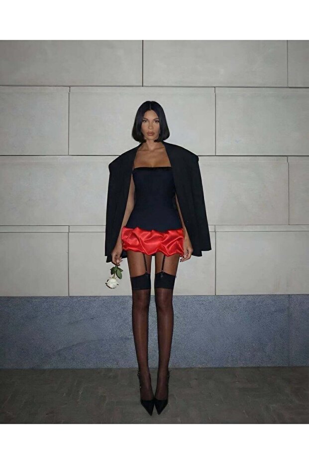 Women's Satin Detailed Strappy Mini Dress
