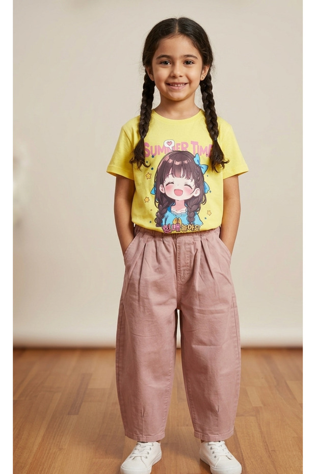 Girl's Elastic Waist Balloon Jeans