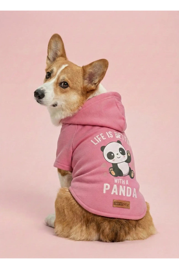 Cat and Dog Outfit & Dress - Pink Hoodie Panda