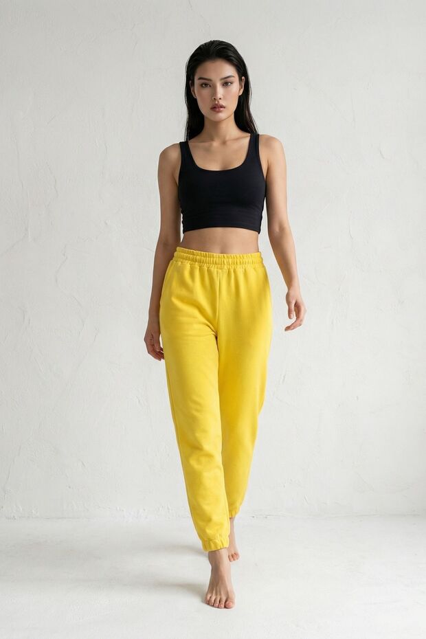بنطلون رياضي MY FASHION بخصر مطاطي بلون واحد