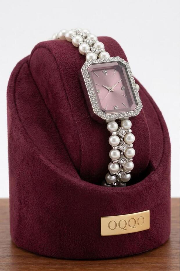 Phoebe Pink Dial Pearl Stone Women Wrist Watch