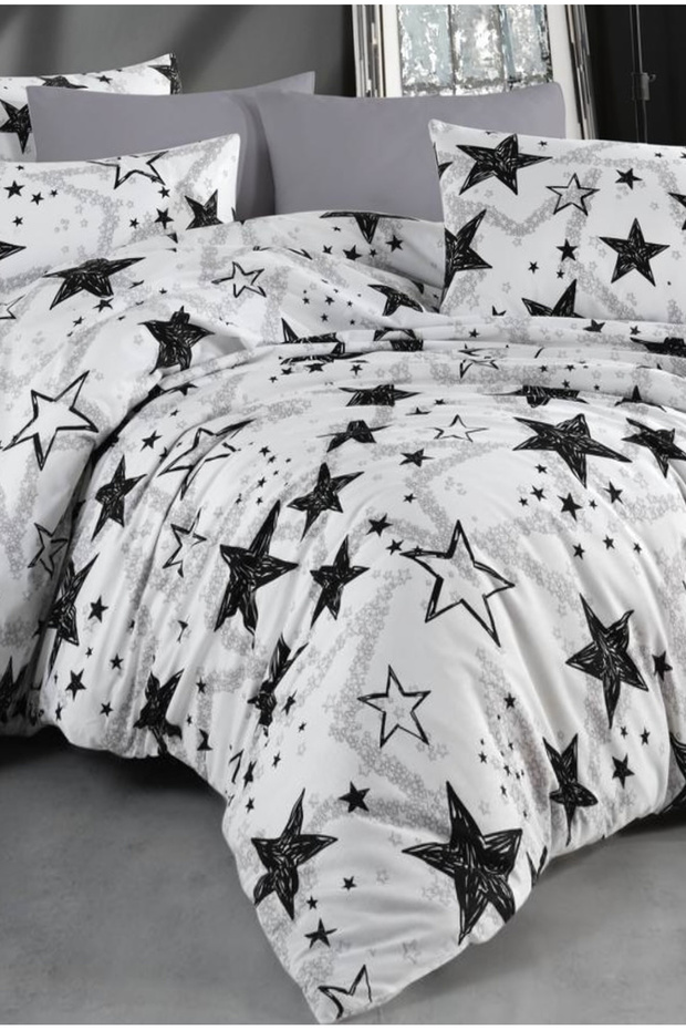 Ranforce Stella Black 100% Cotton Single Duvet Cover Set | Without Sheets