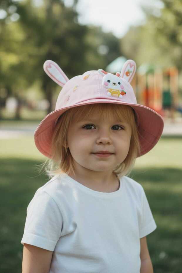 1-3 Years Unisex Children's Lace-Up Figured Summer Sombrero Hat