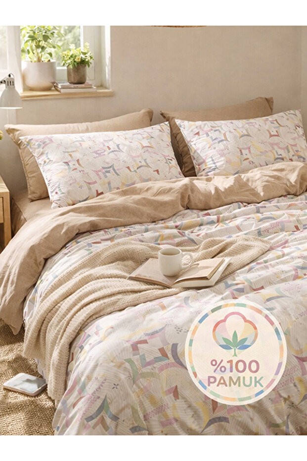 100% Cotton Double Duvet Cover Set Lanure Cream