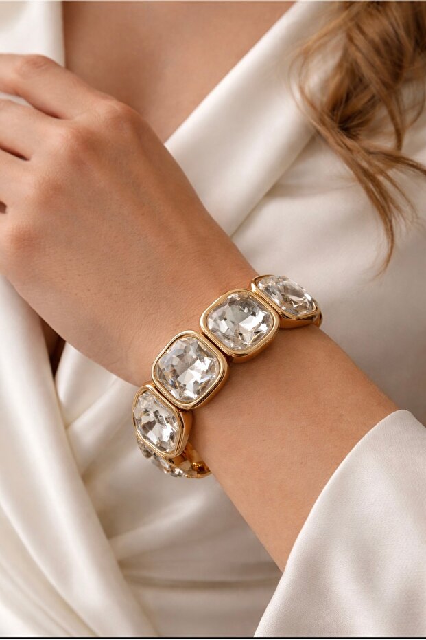 Stylish Steel Bracelet with Rubber Band, Does Not Tarnish. 21 cm
