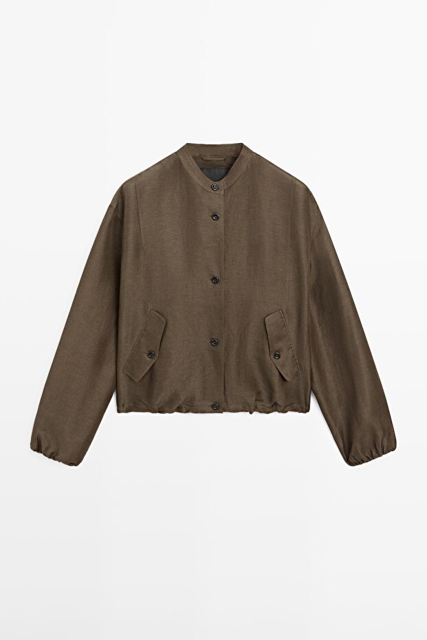 Keten ipek bomber ceket - 5