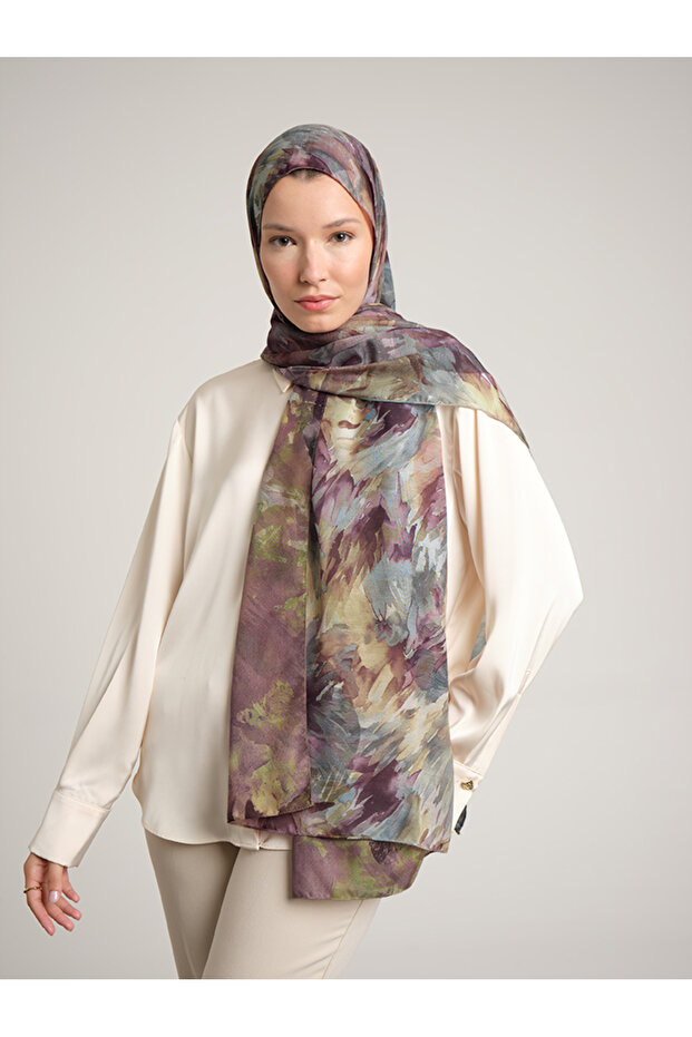 شال جولسي مزخرف بالزهور ذو وجهين - وردي نعناعي