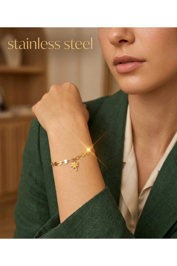Gold Color Adjustable Sequin Chain Dragonfly Steel Bracelet
