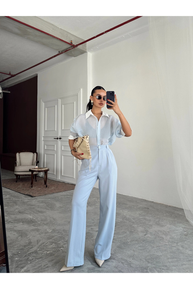 My Palazzo Fabric Trousers - Baby Blue