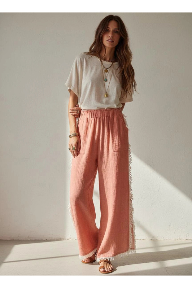 Tasseled Crincle Pants / Orange