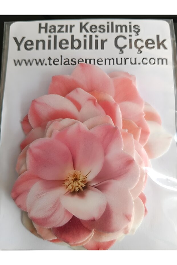 telaşe memuru TEK TEK HAZIR KESİLMİŞ - Yenilebilir Çiçek Pasta Süsü - Manolya Yenilebilir Kağıt Pasta Süsü -