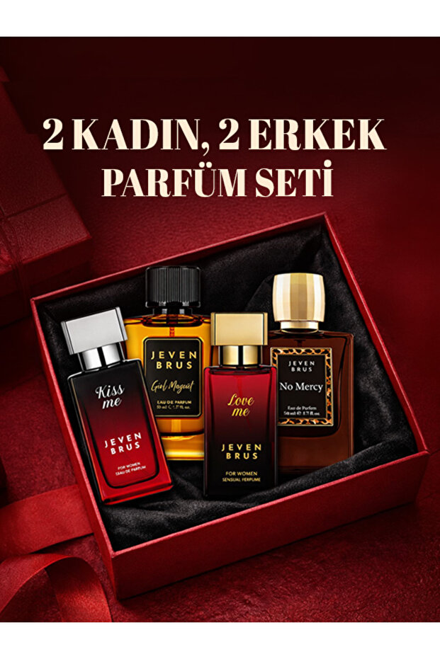 Jeven Brus Kadın-Erkek Parfüm Seti 4x 50 ml