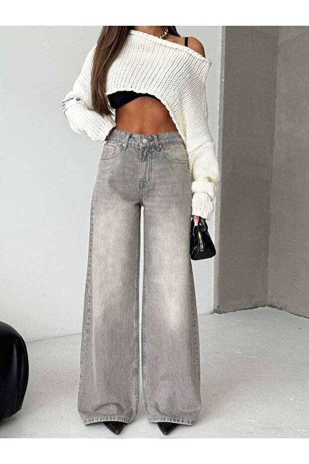 High Waist Wide Leg Denim Jean Pants
