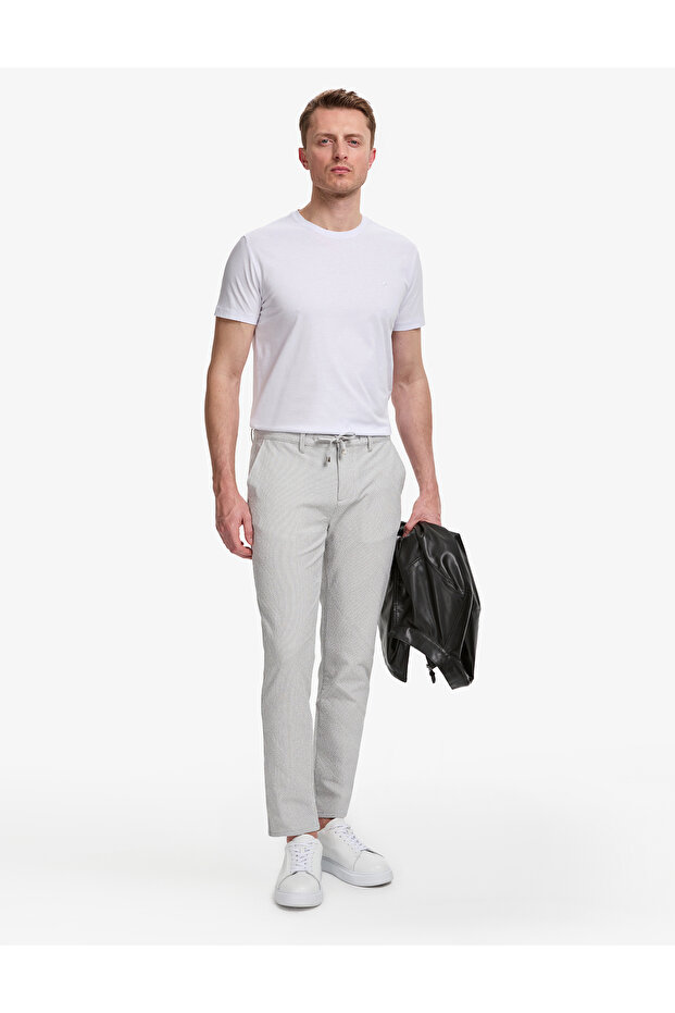 Gray Slim Fit Seersucker Summer Canvas Trousers 50305235-Vr024
