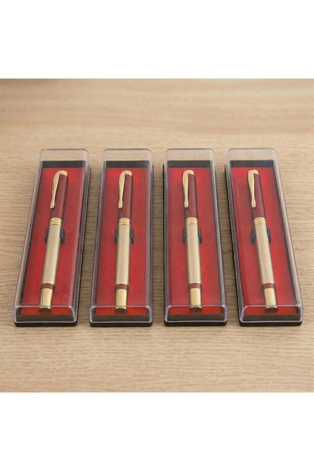 Promotional 1101 Metal Red Rollerball Pen (10 Pieces) – Office Pen with Laser Printed Logo