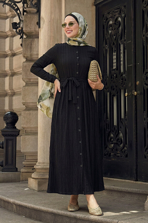 Lemina Belted Dress - Black