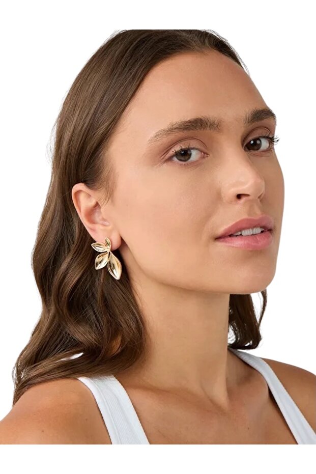 Silver Color Leaf Earrings - 2