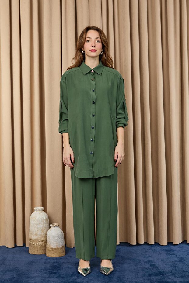 Women's Off-Shoulder Shirt Set 14413Tks