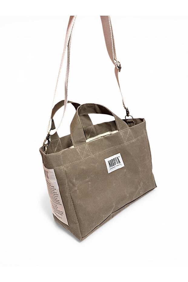 Nuggita Standard Size Mink Piping Detailed Waxed Canvas Bag