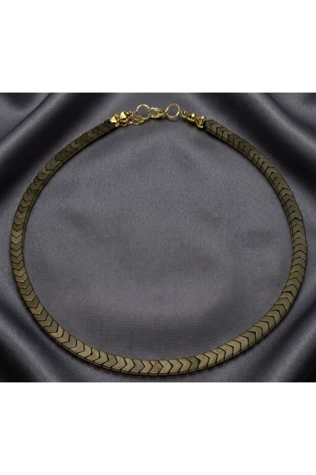 Anthracite Minimalist Geometric Cut Natural Stone Necklace