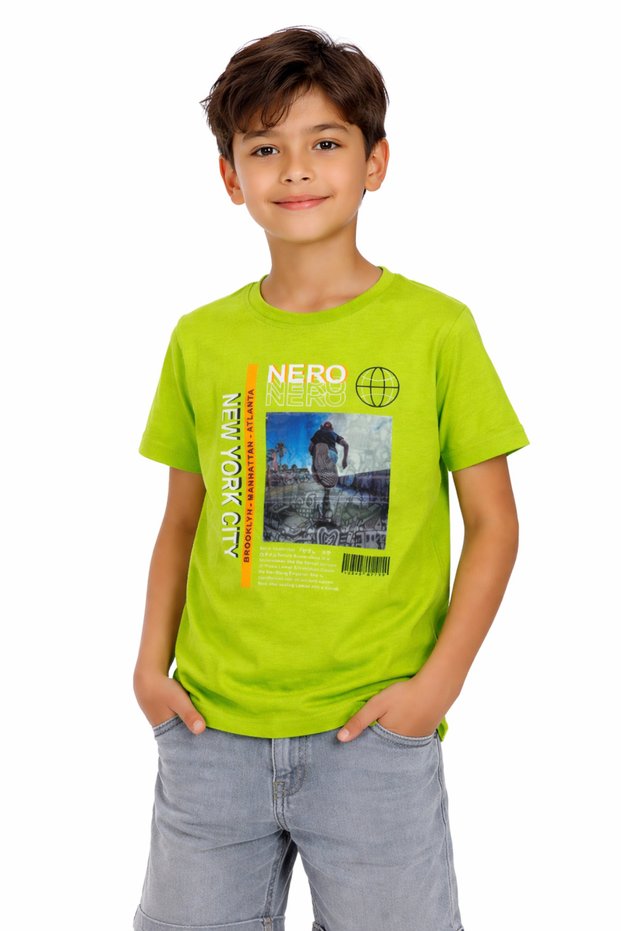 Boy's Nero Written Official Shape-Shifting Green Color T-Shirt