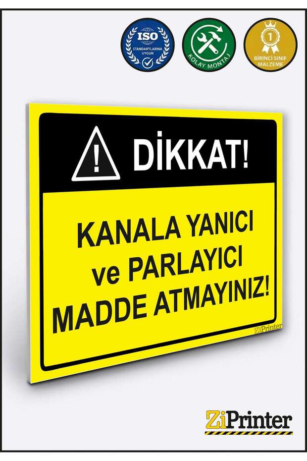 Attention! Do Not Throw Flammable and Flammable Substances into the Channel! Isg Warning Sign Dekota 35X50 cm