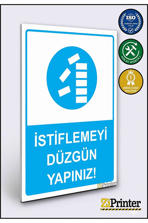 قم بتكديس المواد بشكل صحيح! لافتة تحذير من نوع isg ديكوتا مقاس 35x50 سم