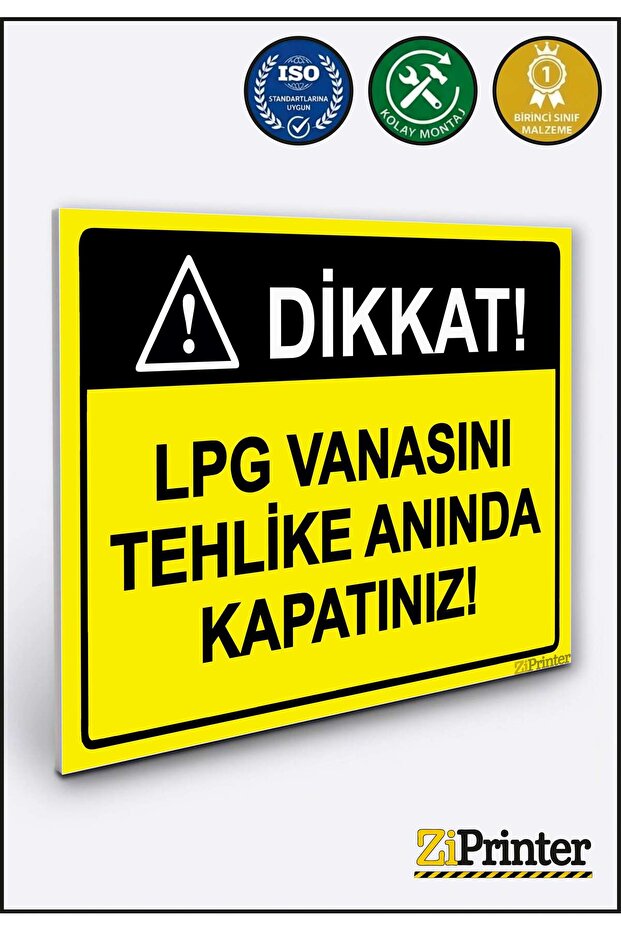 Attention! Close the Lpg Valve Immediately in Case of Danger! Isg Warning Sign Dekota 70X100 cm
