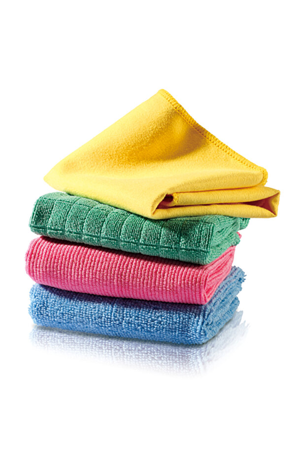 NECO Microfiber Cleaning Cloth Set, High Performance Multi-Colour Towels with Storage Container