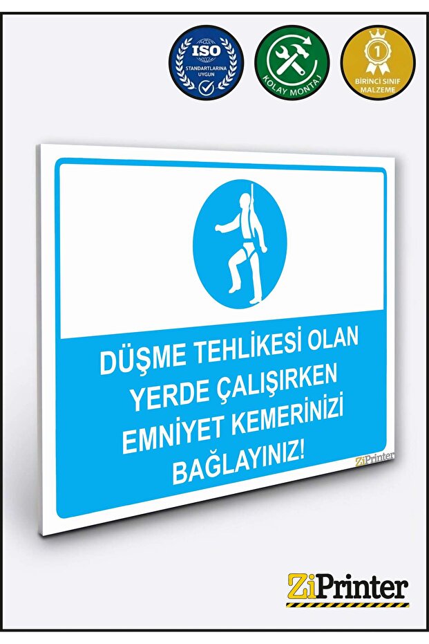 Where There Is a Risk of Falling, Wear Your Safety Harness Warning Sign Dekota 50X70 cm
