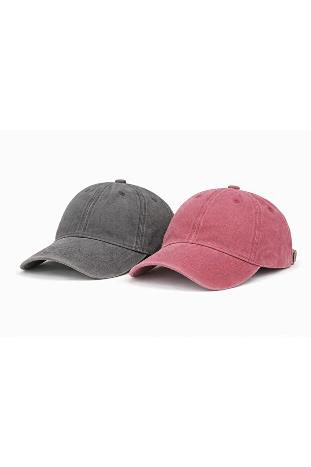 Unisex 2-Piece Set Beige-Blue Streetwear Sports Hat Stonewashed Distressed Adjustable Back