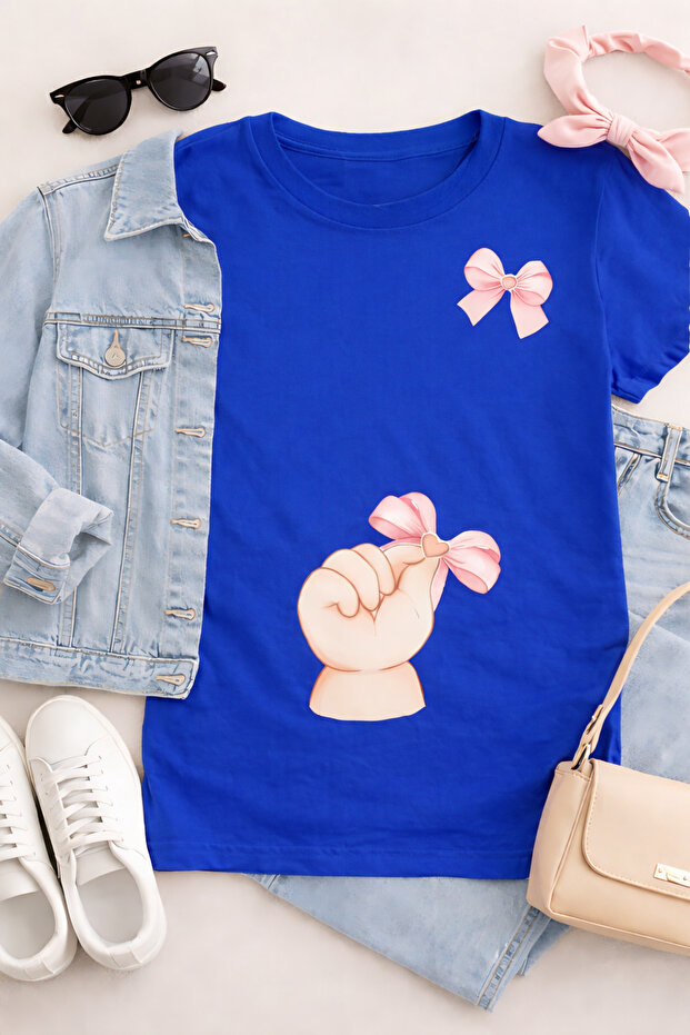 Tiny Hand and Ribbon Printed Maternity T-Shirt – Comfortable and Stylish Design Specially for Expecting Mothers
